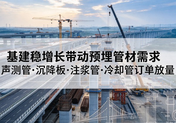 庄浪基建稳增长带动预埋监测管材需求，声测管、沉降板、注浆管订单持续放量